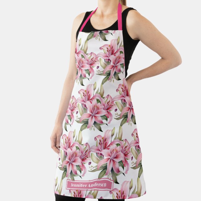 Tablier Girly Rose Stargazer Lily Floral  (Insitu)