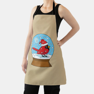 Tablier Globe des neiges avec cardinal rouge mignon