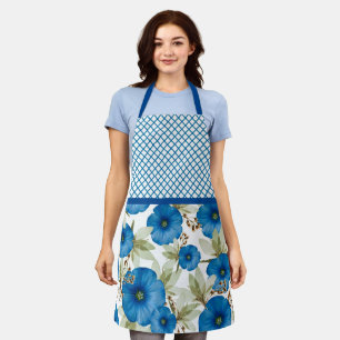 Tablier Glorieuses matinales bleues, treillis personnalisé