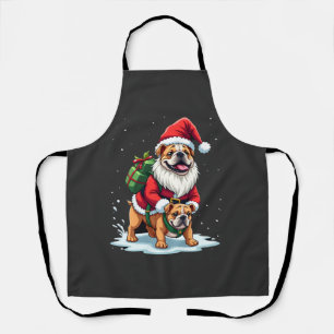 Tablier Gnome à cheval sur un bouledogue anglais Noël Xmas