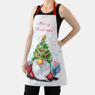 Tablier Gnome avec l'arbre de Noël Casquette et cadeau -