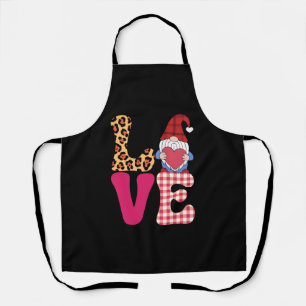 Tablier Gnome de l'amour Saint-Valentin Rouge Carreaux Buf
