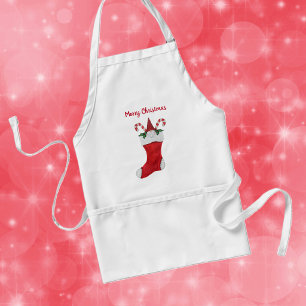 Tablier Gnome de Noël en chaussette rouge Canne à sucre