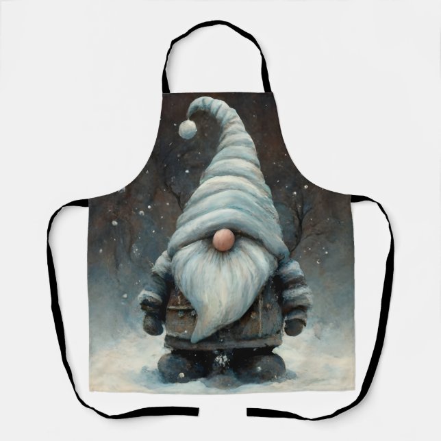 Tablier Gnome d'hiver dans une forêt de neige (Recto)