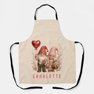 Tablier Gnomes de la Saint-Valentin floraux personnalisés