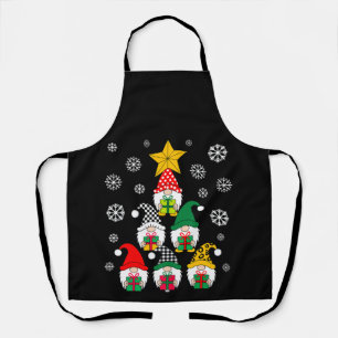 Tablier Gnomes de Noël Arbre Étoile Cadeaux Flocons de Nei