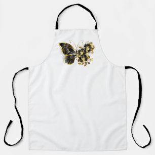 Tablier Gold flower Butterfly with Black Orchid