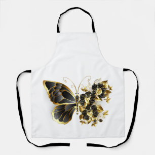 Tablier Gold flower Butterfly with Black Orchid