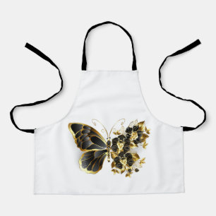 Tablier Gold flower Butterfly with Black Orchid