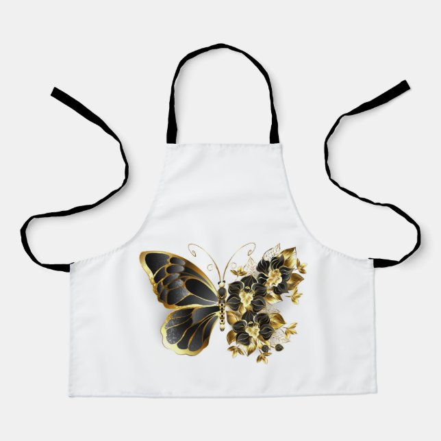 Tablier Gold flower Butterfly with Black Orchid (Recto)