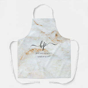 Tablier Gold Marbre blanc Business Staff Uniforme Monogram