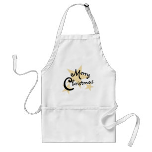 Tablier Gold Star Joyeux Noël sur White Apron