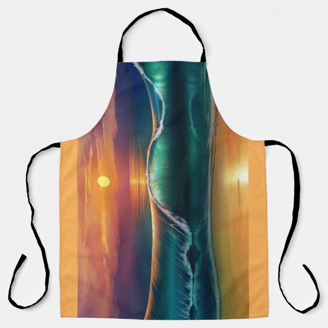 Tablier Golden Horizon Wave All-Over Print Apron (Recto)