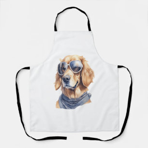 Tablier Golden Retriever avec des lunettes de soleil
