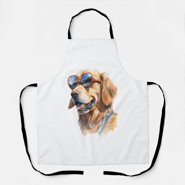 Tablier Golden Retriever avec lunettes de soleil (Recto)