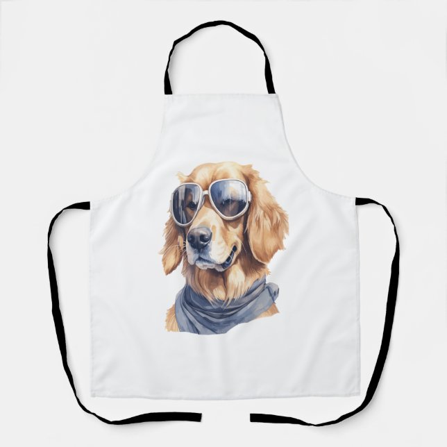 Tablier Golden Retriever avec lunettes de soleil (Recto)