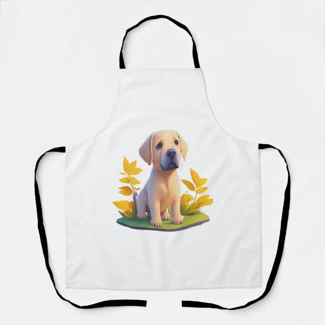 Tablier Golden Retriever Doggo Cute Chibi numérique (Recto)
