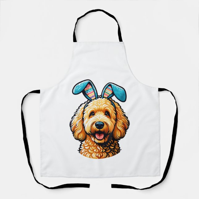 Tablier Goldendoodle de Pâques Chien portant des oreilles  (Recto)