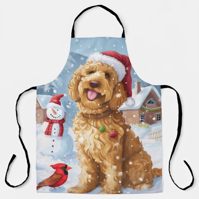 Tablier Goldendoodle Winter Wonderland Christmas Joy (Recto)