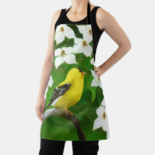 Tablier Goldfinch américain en peinture d'hiver - Oiseau s