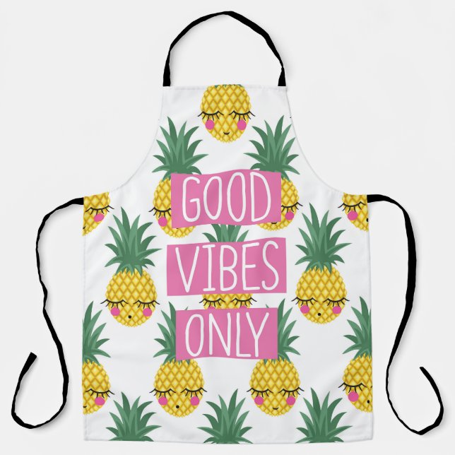 Tablier Good Vibes Pineapples Motif d'été (Recto)