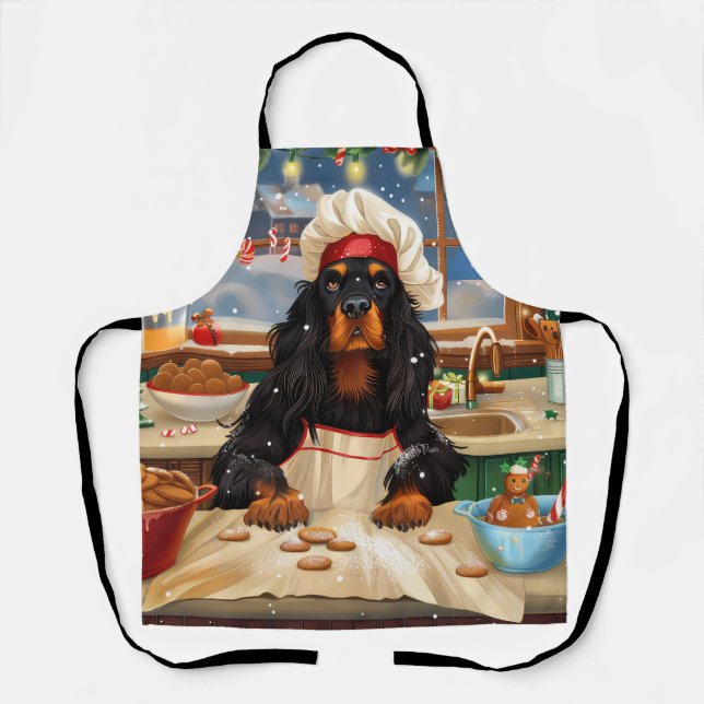 Tablier Gordon Setter Fête de fin d'année en cuisine : Noë (Recto)