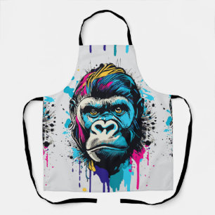 Tablier Gorilla Head - Gorilla Apron - Gorilla colorée