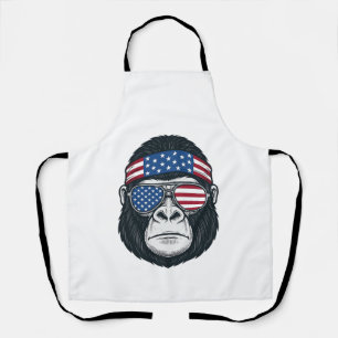 Tablier Gorille Patriotique Gravure Vintage Vecteur_1