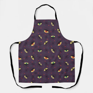 Tablier Goth Eyes Witchy Purple Motif occult