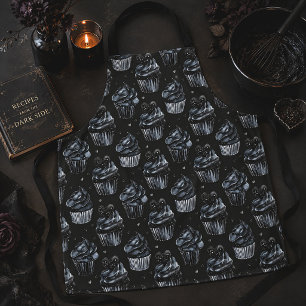 Tablier Gothic Haunted Cupcakes & Hearts Noir