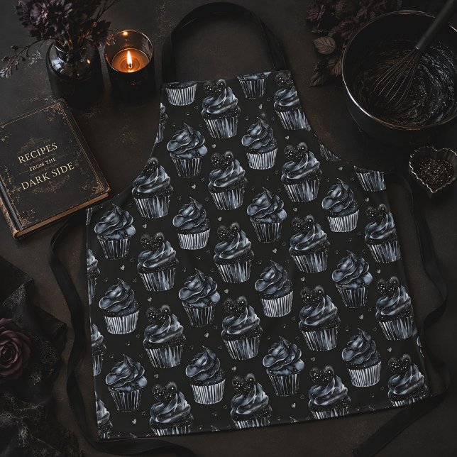 Tablier Gothic Haunted Cupcakes & Hearts Noir (Créateur téléchargé)