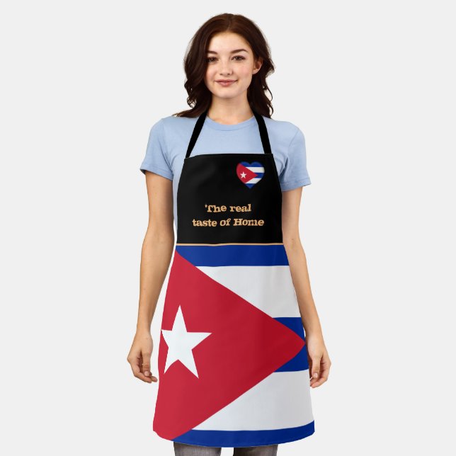 Tablier Goût de la maison, Drapeau cubain, Cuba /Cuisine A (Porté)