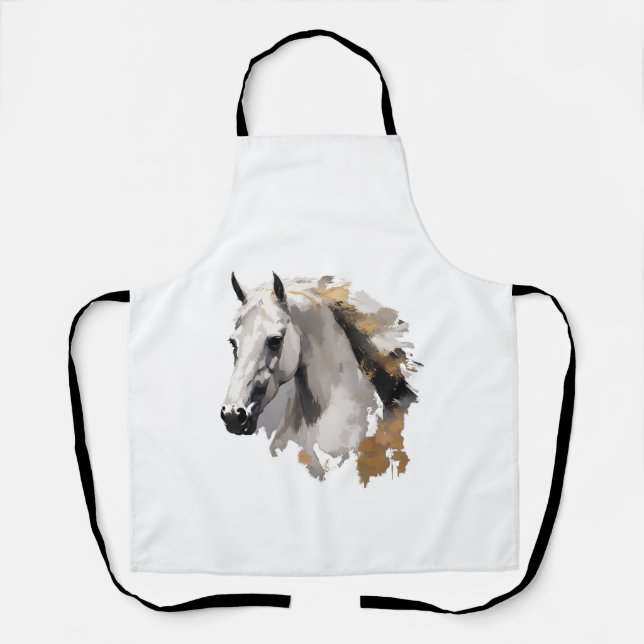 Tablier Grâce galopante Cheval blanc Art (Recto)