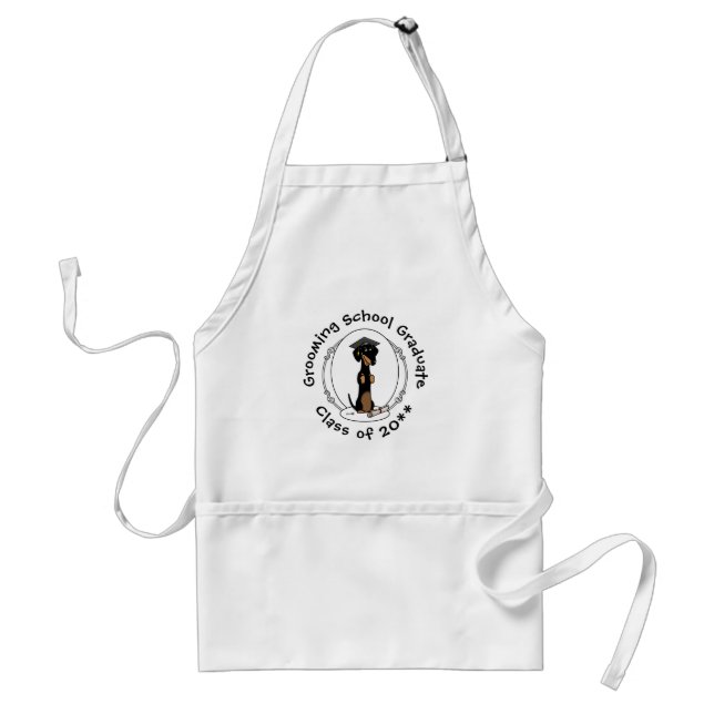 Tablier Graduation Dachshund Chien (noir & bronze) mignonn (Devant)