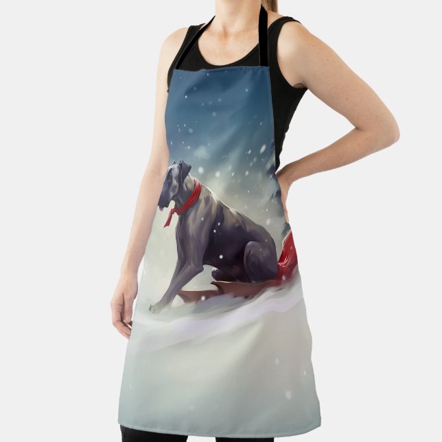 Tablier Grand Danois Noël neige hiver (Insitu)