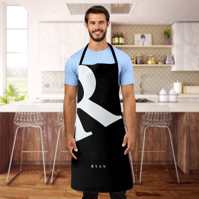 Tablier Grand initial | Typographie moderne | Noir (Créateur téléchargé)