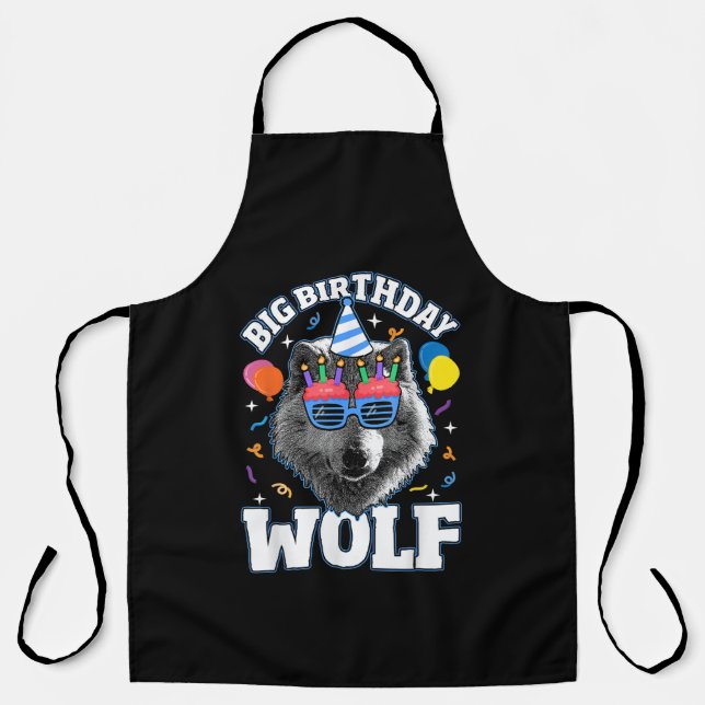Tablier Grand Loup d'anniversaire pour les loups (Recto)