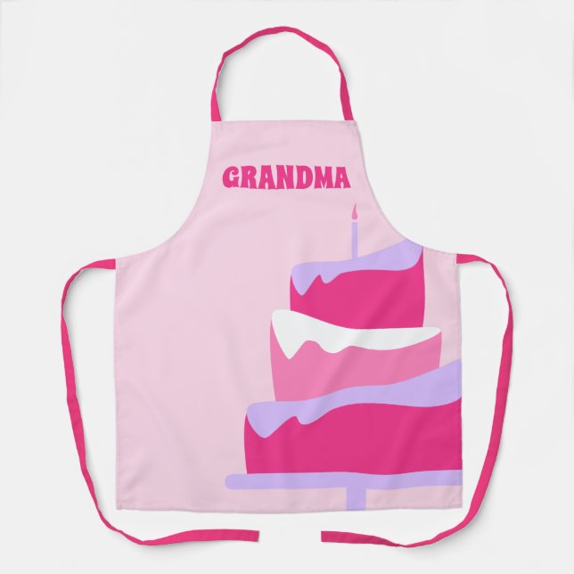 Tablier Grand-mère Baker Cute Gâteau rose violet (Recto)