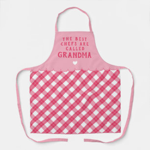 Tablier Grand-mère rose Meilleur Chef Coeur & Plaid
