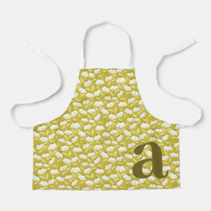 Tablier Grand monogramme de lettre motif floral or foncé