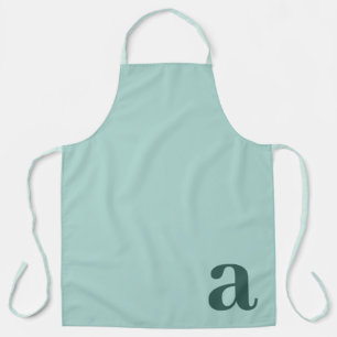 Tablier Grand Monogramme Lettre Bleu Sarcelle Minimaliste