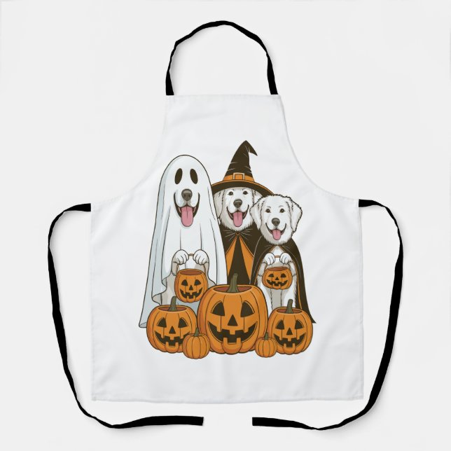 Tablier Grande Pyrenees Chien Fantôme Sorcière Halloween C (Recto)