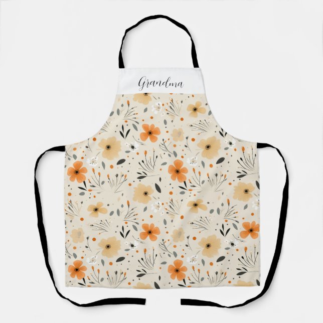 Tablier Grandma Pêche Florale (Recto)