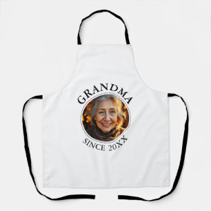 Tablier Grandma photo et texte noir simple depuis