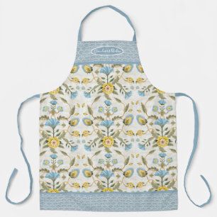Tablier Grandmas Cuisine Bleu et Jaune Vintage Floral