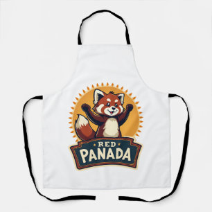 Tablier Graphique Animal Rétro Panda Rouge Dabbing Vintage