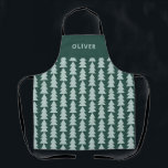 Tablier Graphique d'arbre de Noël vert bleu géométrique mo<br><div class="desc">Modèle géométrique moderne bébé bleu et vert sapin de Noël audacieux minima graphique de vacances conception tablier de cuisson</div>