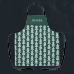 Tablier Graphique d'arbre de Noël vert bleu géométrique mo<br><div class="desc">Modèle géométrique moderne bébé bleu et vert sapin de Noël audacieux minima graphique de vacances conception tablier de cuisson</div>