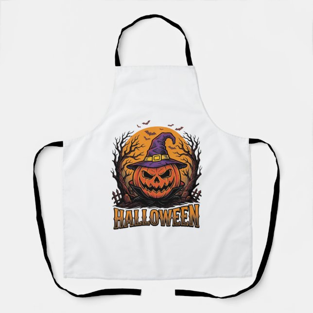 Tablier Graphisme de chapeau de sorcière de citrouille Hal (Recto)