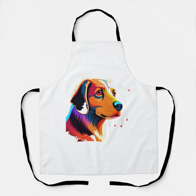 Tablier Graphisme de chien coloré - (Recto)